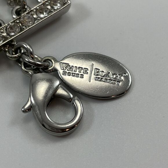 White House Black Market Silver Tone Multi Layer Chain Rhinestone Necklace - Picture 3 of 9